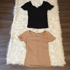 2 Ribbed Thick lace Neck ribbed tops